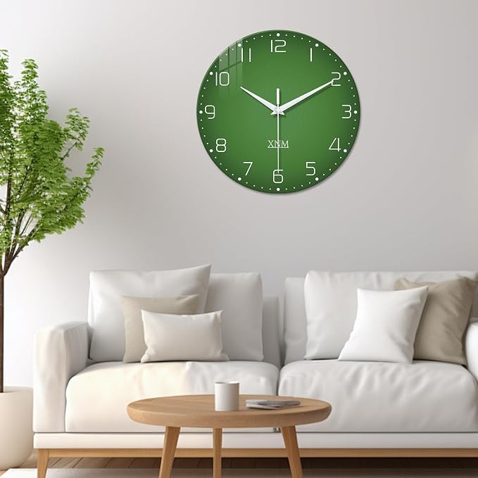 XNM Green Glass Big Wall Clock Battery Operated 20 Inch Modern Clock - Image 4