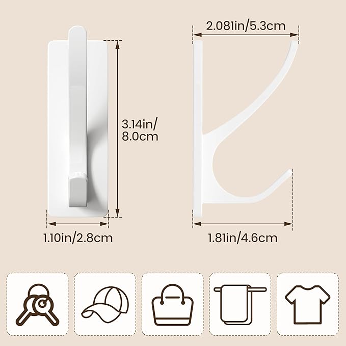 pickpiff White Self Adhesive Coat Hooks - Image 3