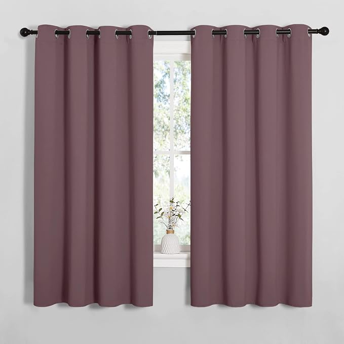 NICETOWN Bedroom Curtain Panels Blackout Draperies, Dry Rose, 1 Pair, 55 by by NICETOWN