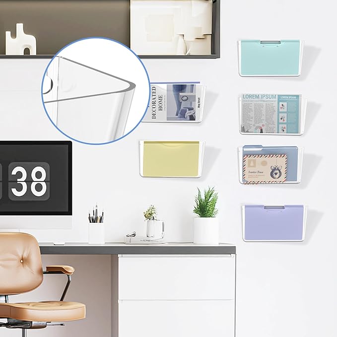 SUPEASY Clear Acrylic Wall File Organizer, One-Piece Wall Mount File Holder - Image 7