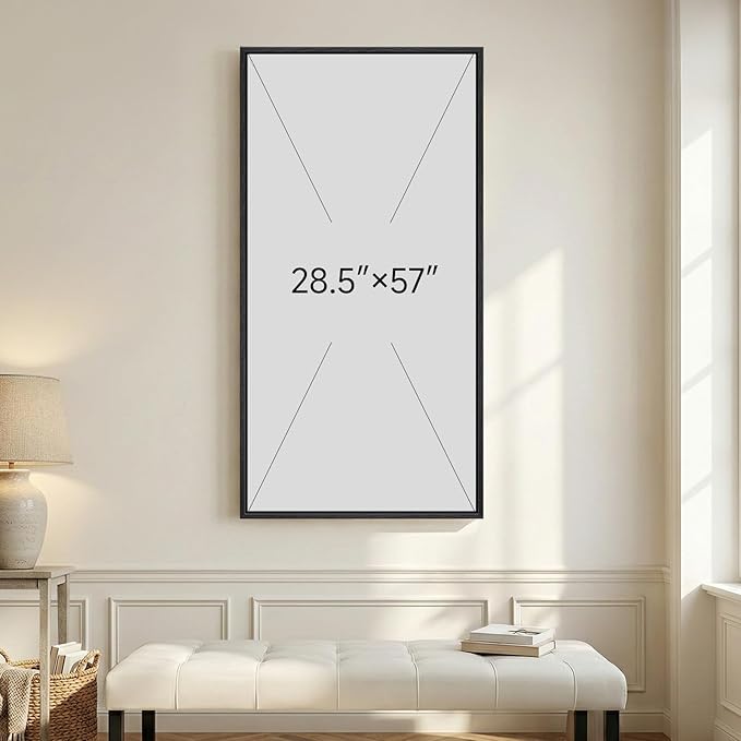 Large Framed Neutral Abstract Wall Art, Vertical Black Beige Geometric Canvas - Image 7