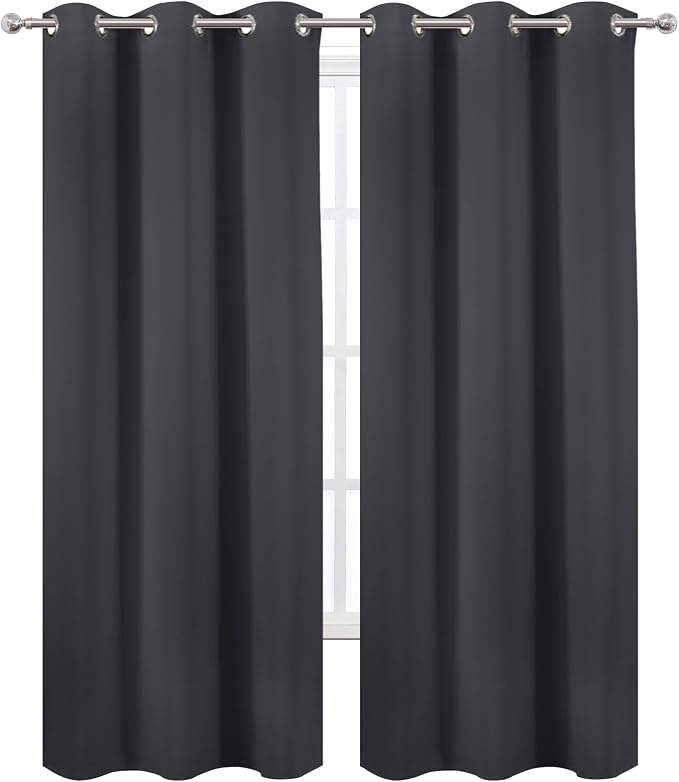 LEMOMO Dark Grey Thermal Blackout Curtains/38 x 84 Inch/Set of 2 Panels Room - Image 2