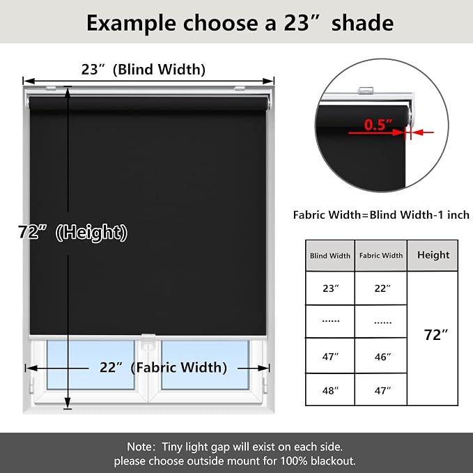 AOSKY Cordless Roller Shades Blackout Blinds - Image 5