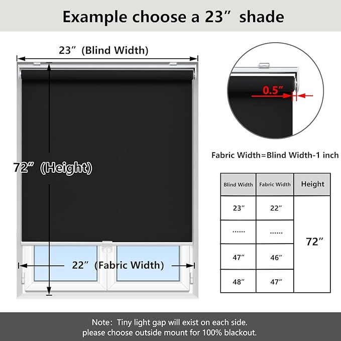 AOSKY Cordless Roller Shades Blackout Blinds - Image 5