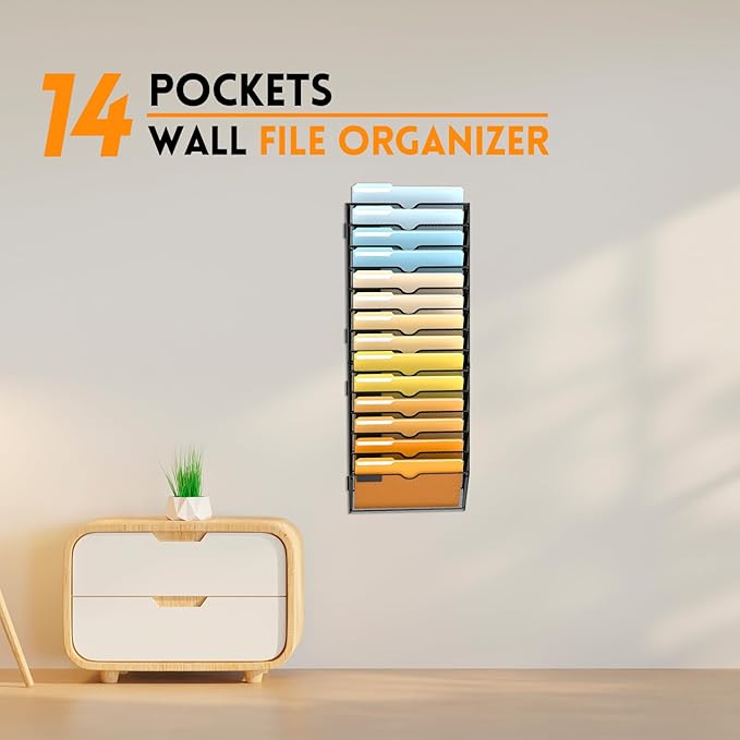 SUPEASY 14 Tier Wall File Organizer, Hanging Wall Mounted Mail Organizer - Image 7
