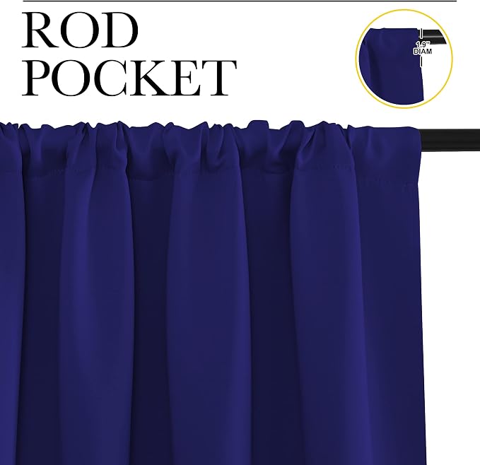 NICETOWN Bedroom Curtains Blackout Draperies, 1 Pair, 34-inch W x 63-inch L - Image 2