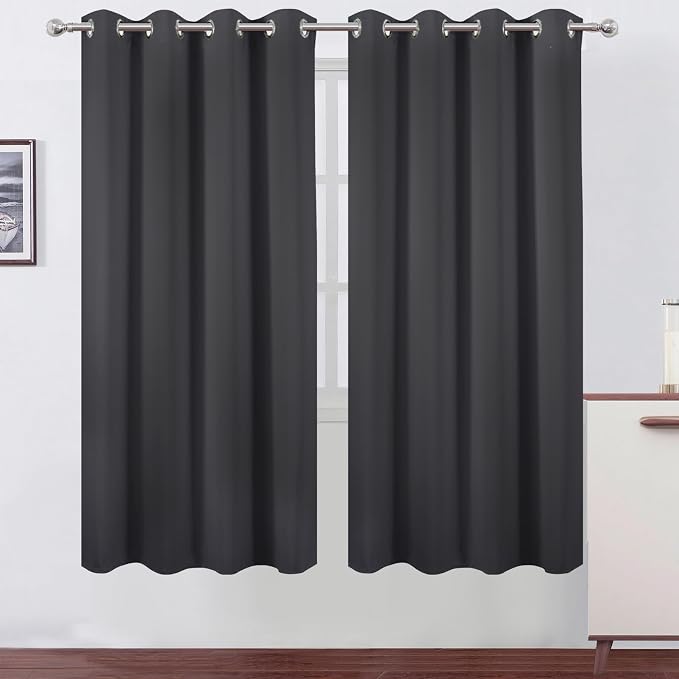 LEMOMO Dark Grey Thermal Blackout Curtains/52 x 72 Inch/Set of 2 Panels Room by Lemomo