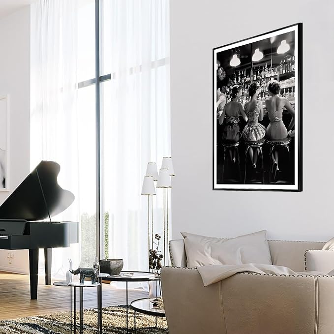 Vintage Black and White Posters Trendy Women Drink Cocktail Wall Art Funky - Image 5