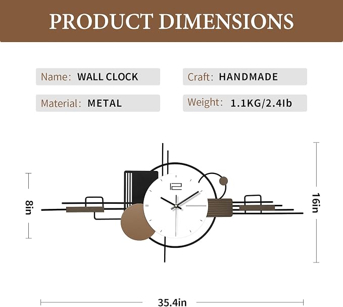 Modern Wall Clock for Living Room, Large Decorative Wall Clock, Creative Silent - Image 5
