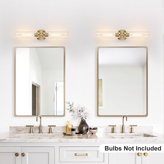 Indoi Brass Wall Sconces, Hardwired Bathroom Sconces Wall Lighting - Image 7