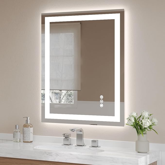 USHOWER LED Bathroom Mirror 28x36 Inch Tempered Glass by USHOWER