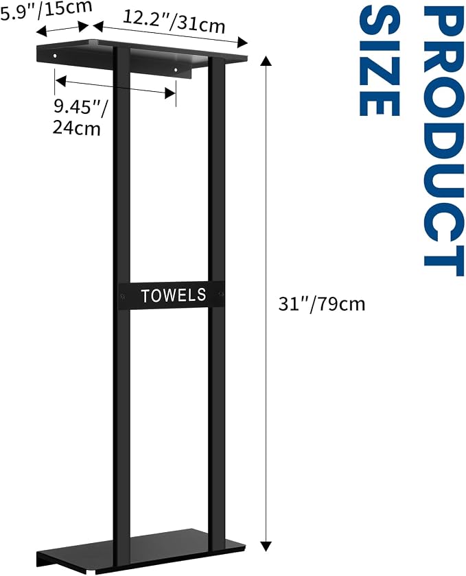Bathroom Towel Storage Rack, Wall Mounted Bathroom Towel Rack, 30 inch Heavy - Image 3