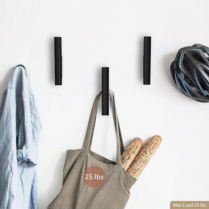 Wood Wall Hooks 4 Pack Coat Hooks Wall Mount Black Wooden Hooks - Image 6