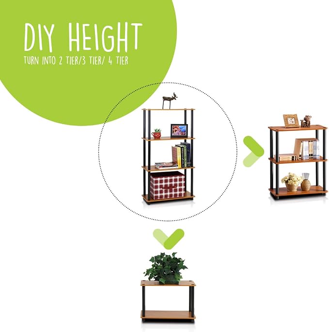 Furinno Turn-N-Tube 4-Tier Multipurpose Shelf Display Rack, Round Tubes - Image 11