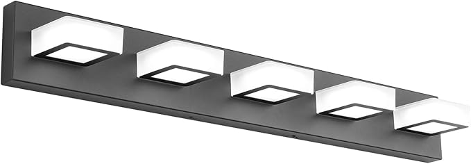Ralbay LED Modern Black Vanity Lights 5 Lights Acrylic Matte Black Bathroom by RalbayLighting