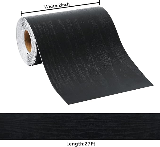 DESOMINOR 27FT Black Border Peel and Stick Black Wood Grain Wallpaper Border - Image 5