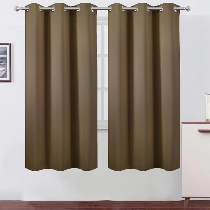 LEMOMO Brown Thermal Blackout Curtains/42 x 72 Inch/Set of 2 Panels Room by Lemomo
