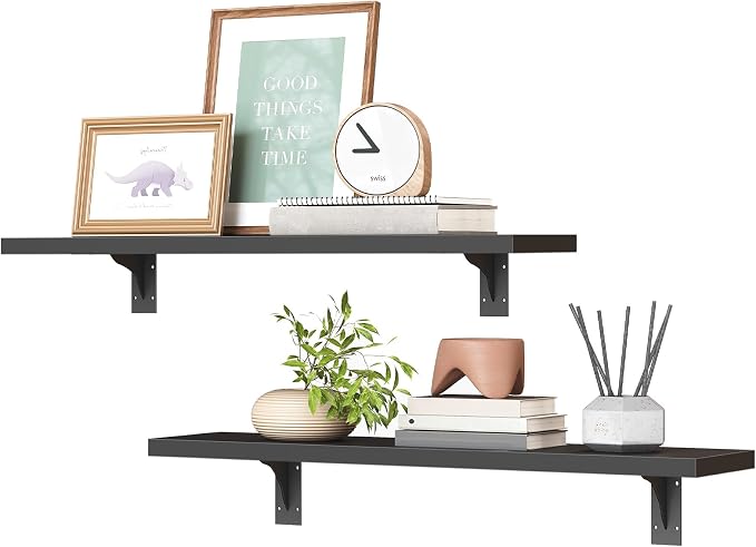 HOOBRO Floating Shelves for Wall, 15.4" Wall Mounted Shelves Set of 2, Hanging - Image 8