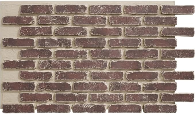 EverStone Aged Brick Faux Brick Panel, 46 7/8"W x 27"H x 1 1/4"D, Merlot Color by EkenaMillwork