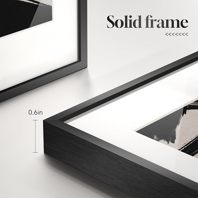 Framed Black and White Abstract Wall Art, 6 Pieces Modern Prints Paintings - Image 7