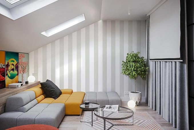 Guvana 17.7"x197" Striped Peel and Stick Wallpaper Grey and White Contact Paper - Image 6