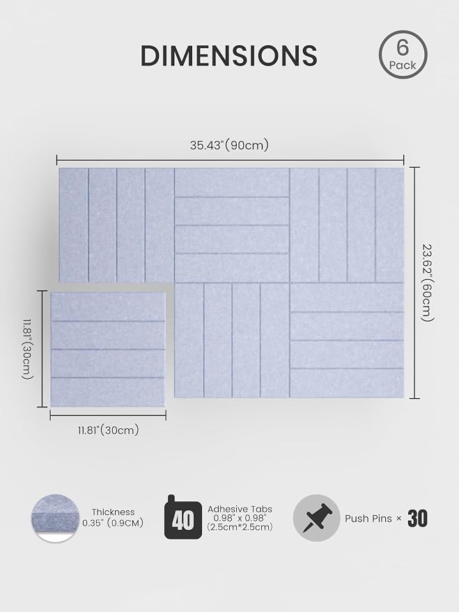 Bumusty Large Cork Board Alternative-36 x 24" Felt Bulletin Board Tiles - Image 2