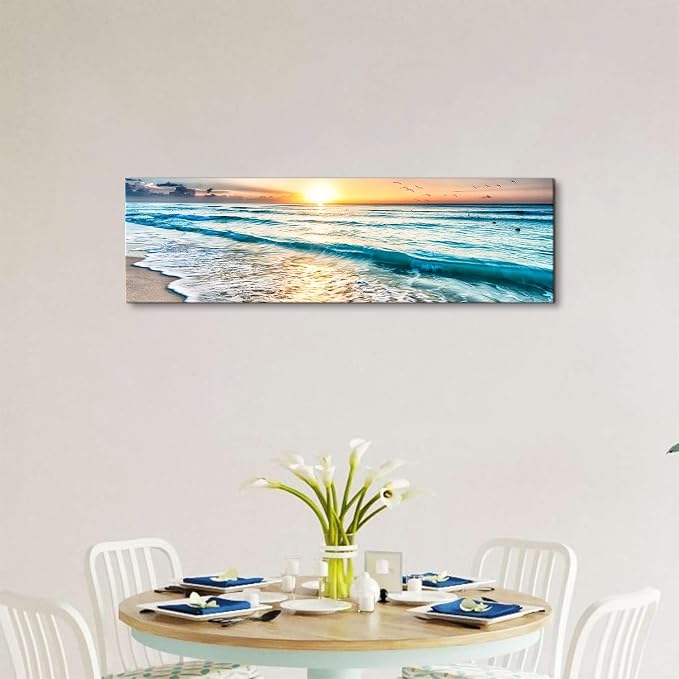 Sunrise Ocean Beach Canvas Wall Art Coastal Room Decor Nature Pictures - Image 4