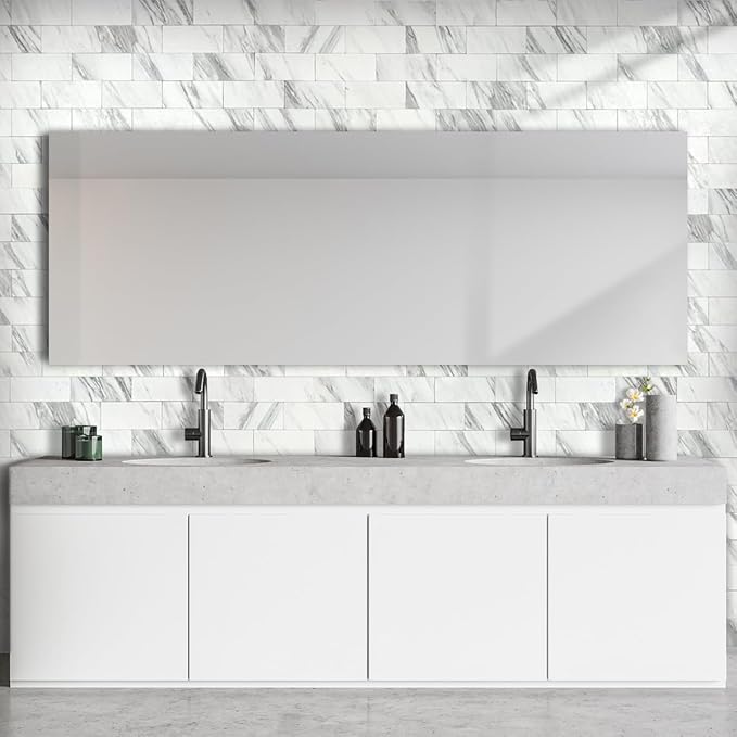 AULIGET 4-Piece White Marble Look Peel and Stick Backsplash Wall Tiles - Image 6