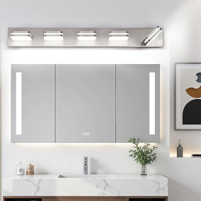 360° Rotate LED Bathroom Vanity Light Fixtures, 2100LM Acrylic Brushed Nickel - Image 3