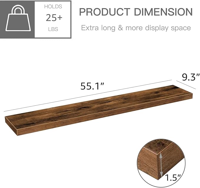 QEEIG Floating Shelves for Wall 55.1" Extra Long - Image 3