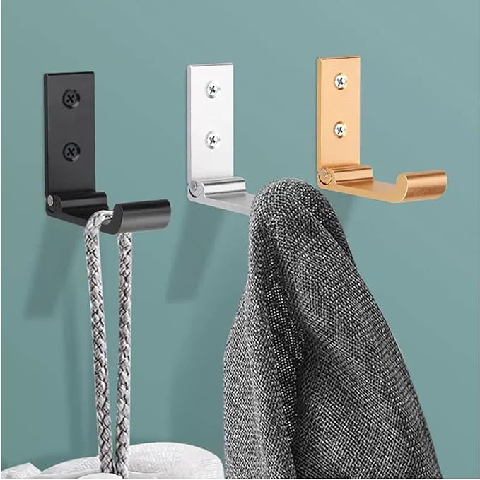6Pcs Folding Coat Hooks, Matte Black Wall Hooks - Image 5