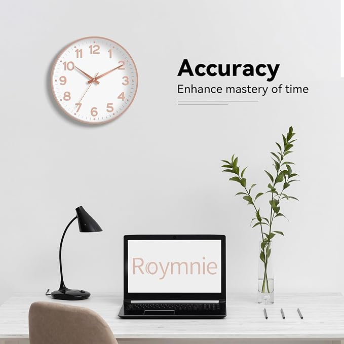 Roymnie Wall Clock 10 Inch Silent Wall Clocks Battery Operated-Modern Non - Image 4