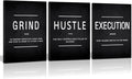 KAWAHONE Grind Hustle Execution Quotes Framed Wall Art, Inspirational Painting by KAWAHONE