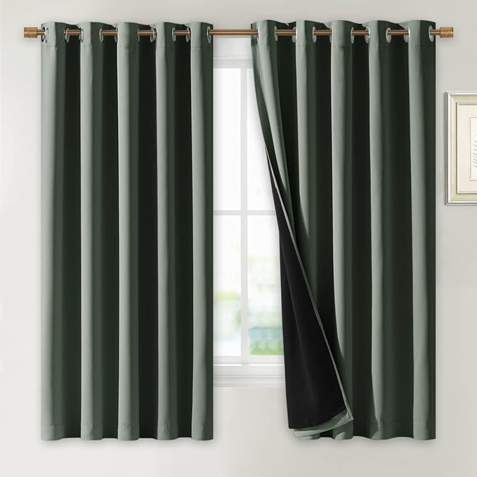 NICETOWN Dark Mallard 100% Blackout Lined Curtains, 2 Thick Layers Completely by NICETOWN