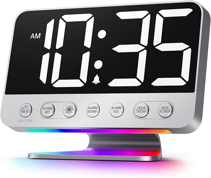Odokee Digital Alarm Clocks for Bedrooms: Large Bold Number 5 Brightness Dimmer by Odokee