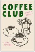 PDFI Kitchen Wall Art Coffee Club Canvas Print Vintage Coffee Artwork Posters by PDFI