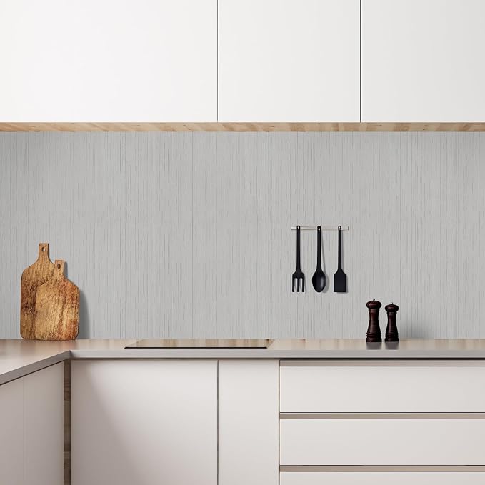 Grey Grasscloth Peel and Stick Wallpaper 15.7" X 120" Textured Self-Adhesive - Image 3