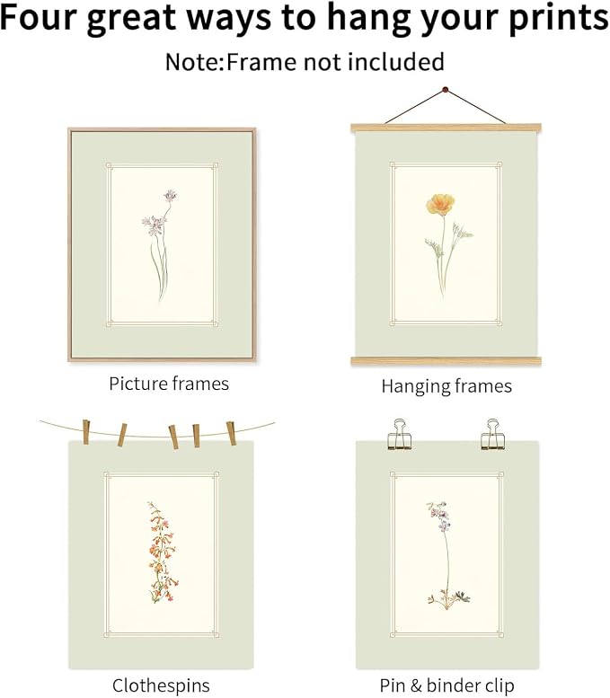 KBKBART Mint Green Floral Wall Art Set of 6 Unframed, Minimalist Abstract - Image 3