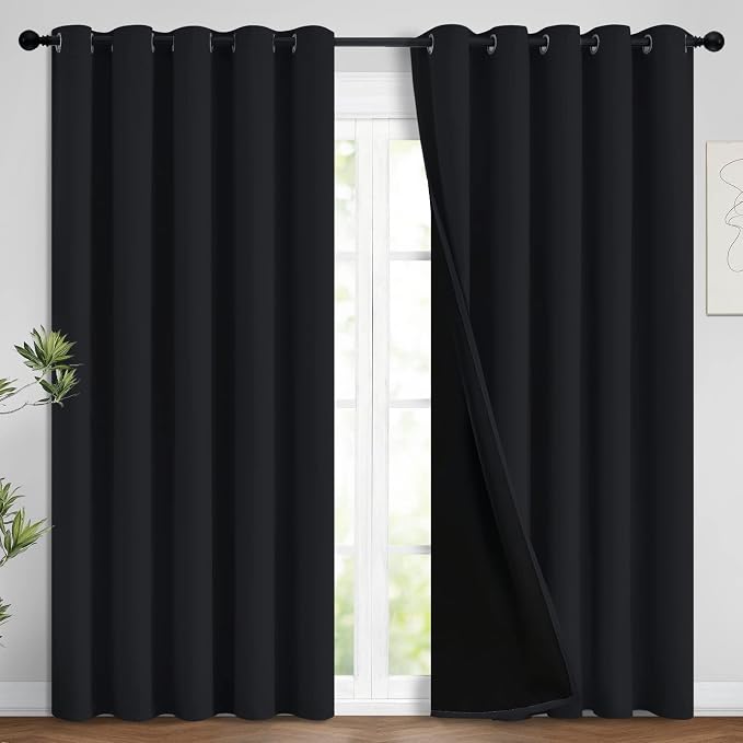 Yakamok 100% Blackout Lined Panels, Thermal Insulated Blackout Curtains by Yakamok