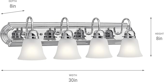 Kichler 30" 4-Light Vanity Bath Light in Chrome, Modern Bathroom Light - Image 2