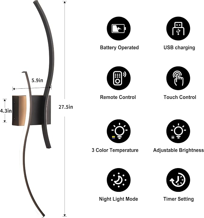 Battery Operated Wall Sconces Set of Two - Image 5