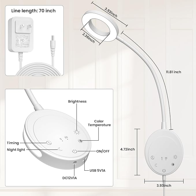 Wall Mounted Reading Light, Bedside Headboard Lights - Image 8
