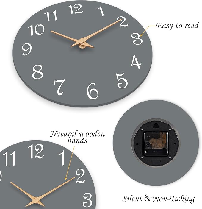 Roymnie Wall Clock 14 Inch, Modern Wall Clocks Battery Operated, Silent Non - Image 4