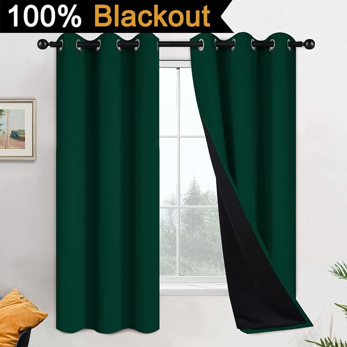 Yakamok 100% Blackout Thermal Insulated Curtains, Room Darkenning Curtains - Image 2