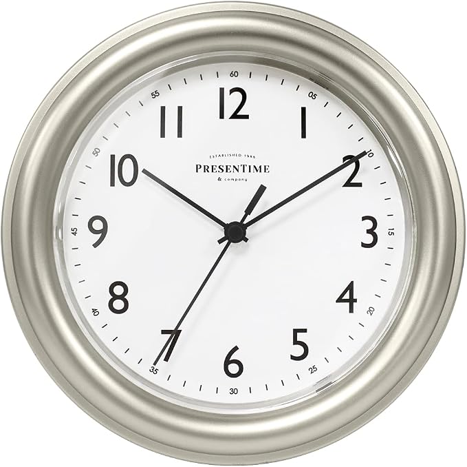 Presentime & Co. 8.5" Modern Farmhouse Essential Wall Clock, Silent Non Ticking by Presentime
