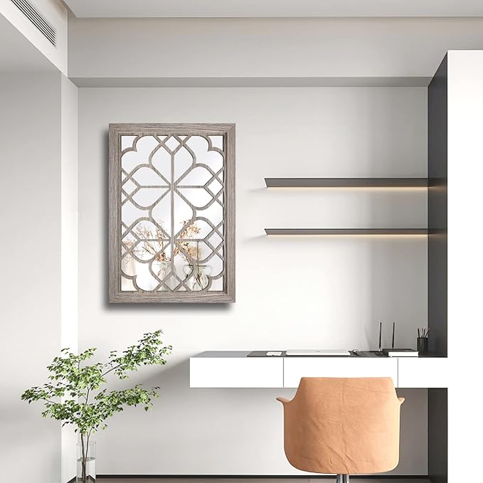 Wocred Set of 2 Rectangular Wall Mirror, Gorgeous Rustic Farmhouse Accent Mirror - Image 6