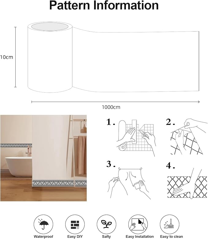 Wallpaper Border Trim Peel and Stick Vintage Black and White Boarders Self - Image 6