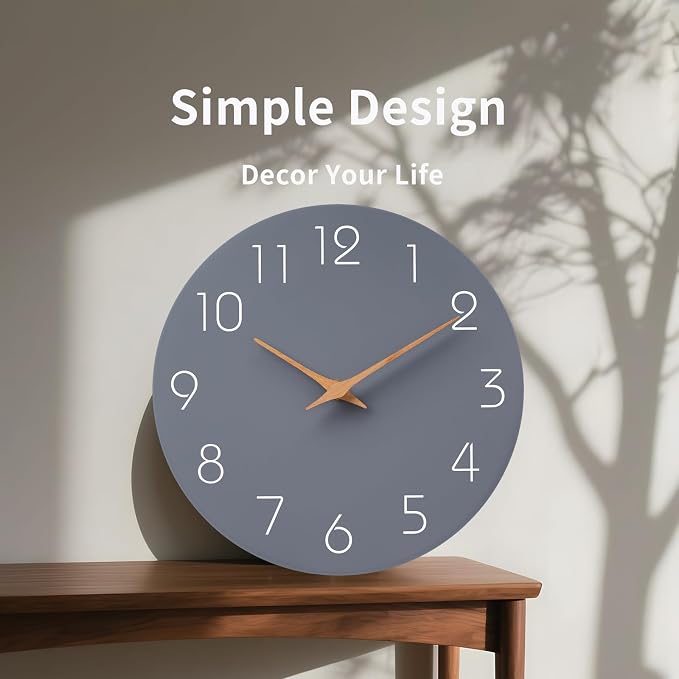 Mosewa Large Wall Clock 18 Inch Gray Modern Flatwood Silent Non Ticking Battery - Image 4
