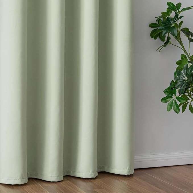 IGEMAEVE Sage Green Curtains 108 Inch Length 2 Panels Set, Light Filtering - Image 5