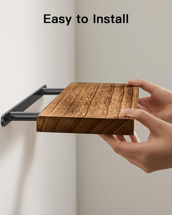 AMADA HOMEFURNISHING Floating Shelves, Paulownia Wood Wall Shelves - Image 8